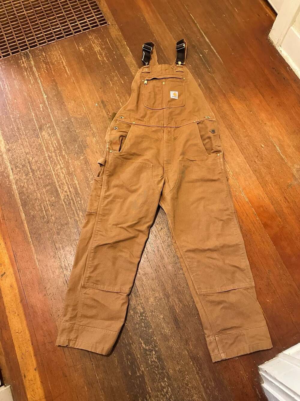 Carhartt Bib Overalls Size 36x30 Brown Cotton Duck Canvas Workwear